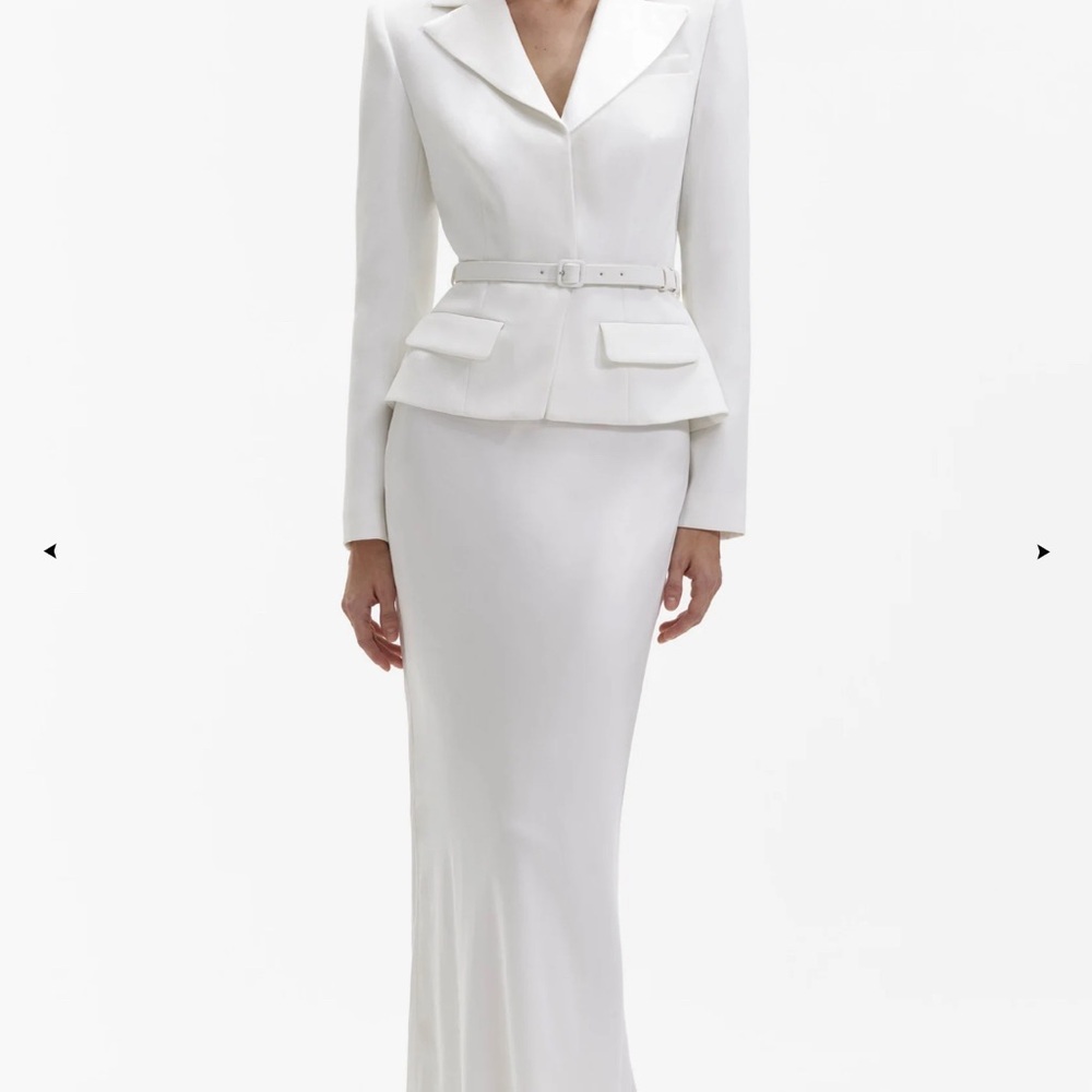 WHITE CREPE TAILORED MAXI DRESS